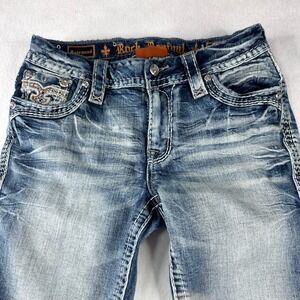 Rock Revival Rosewood Ankle Skinny Jeans Womens 27 Blue Excellent Embellished